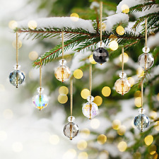 12 Pcs Christmas Mini Ornaments Multicolor Crystal Balls Mini Colorful Prism Bal picture