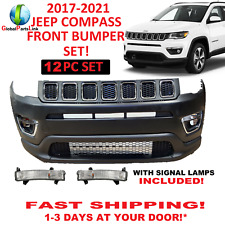 2017 2018 2019 2020 2021 FIT JEEP COMPASS FRONT BUMPER SET UPPER LOWER GRILL FOG picture