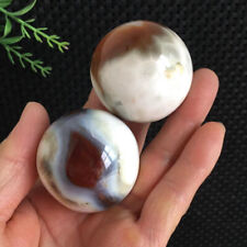 42.5mm 2pcs Red Agate Carnelian Sphere Ball Stone Quartz Crystal Healing picture