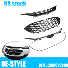 For Chevrolet Malibu 2019-2023 Front Bumper Upper Lower Grill Grille Chrome 3PCS picture
