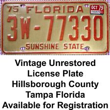 1975 Florida License Plate Hillsborough can be re-registered Original Unrestored picture