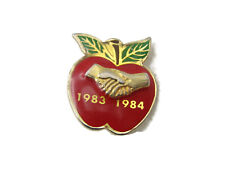 1983-1984 Red Apple Pin Handshake Green Laves & Gold Tone picture