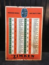 Vintage Gas Station Sign Timken Bearings Decimal Fraction Chart 22in x15in picture