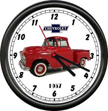 Licensed 1957 57 Chevy Dark Red Step Side Pickup Truck General Motors Wall Clock picture