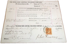 OCTOBER 1867 NEW YORK CENTRAL NYC RAILROAD TAX BILL WATERLOO SCHOOL DISTRICT picture