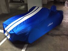 Grabber Blue with White Stripes Satin Stretch Indoor Car Cover for Shelby Cobra picture
