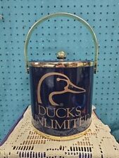 Vintage Ducks Unlimited Logo Ice Bucket with Lid, Insulated, Made In USA, Blue picture