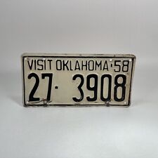 1958 58 VISIT OKLAHOMA LICENSE PLATE TAG 27-3908 picture
