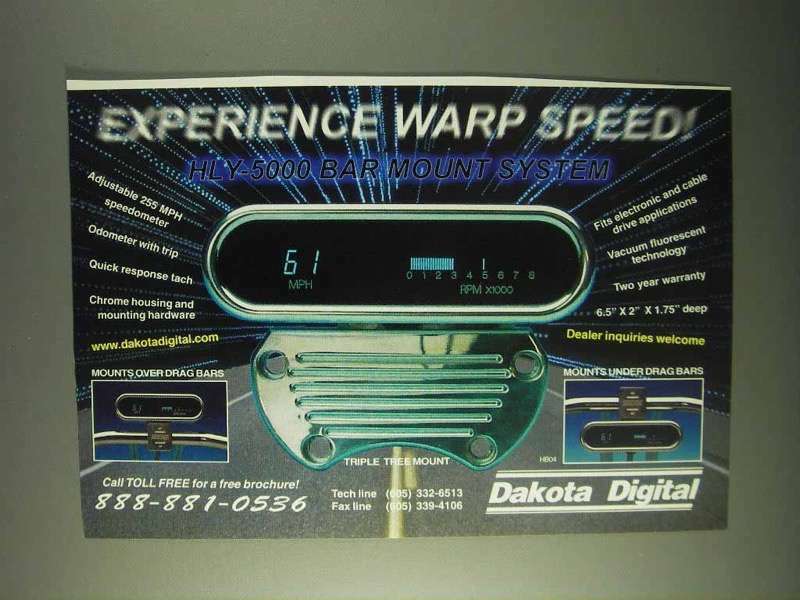 1999 Dakota Digital HLY-5000 Speedometer Ad - Warp Speed
