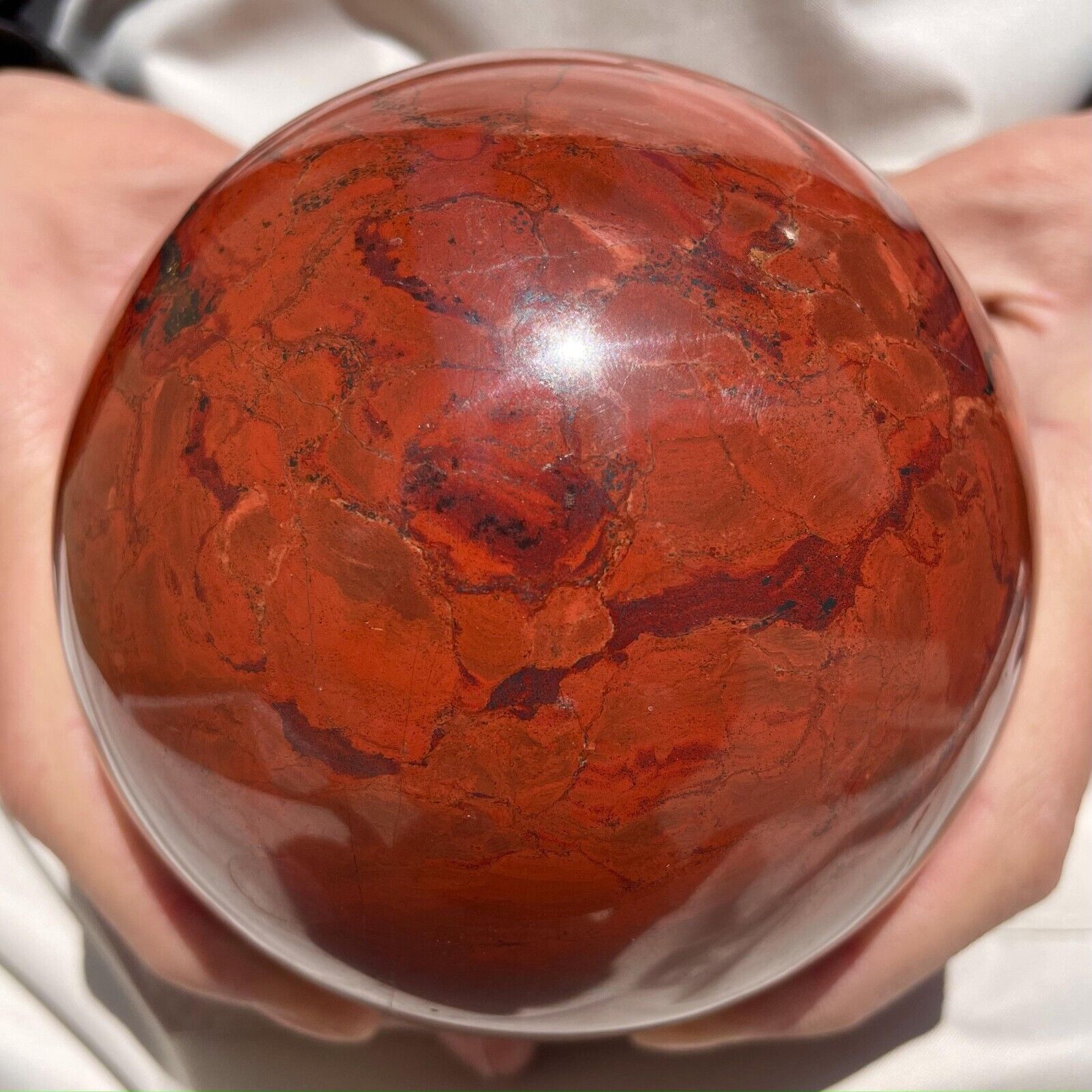 2010g Natural Red Jasper shpere Quartz Crystal Ball Healing Reiki Energy