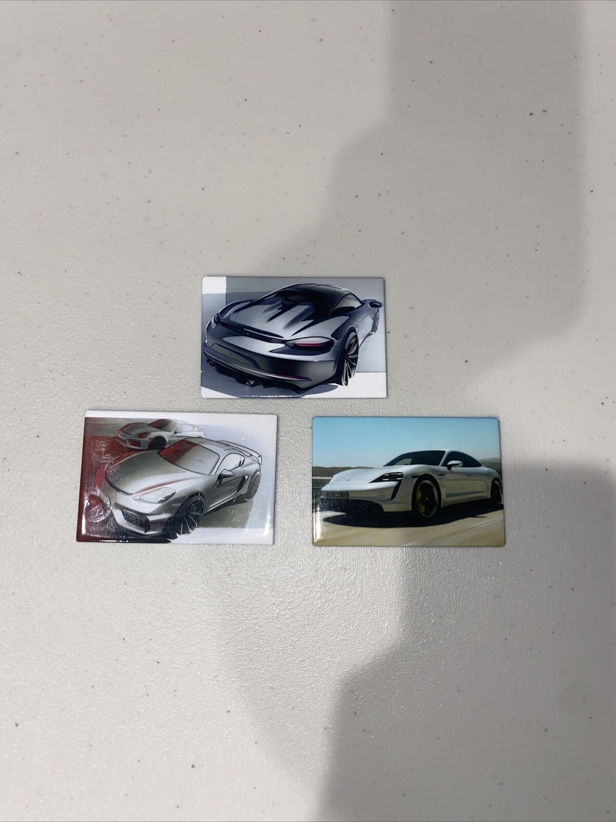 Porsche Kitchen Magnets: Set of 3: 911, Boxster Spyder & Taycan-Artistic Sketch