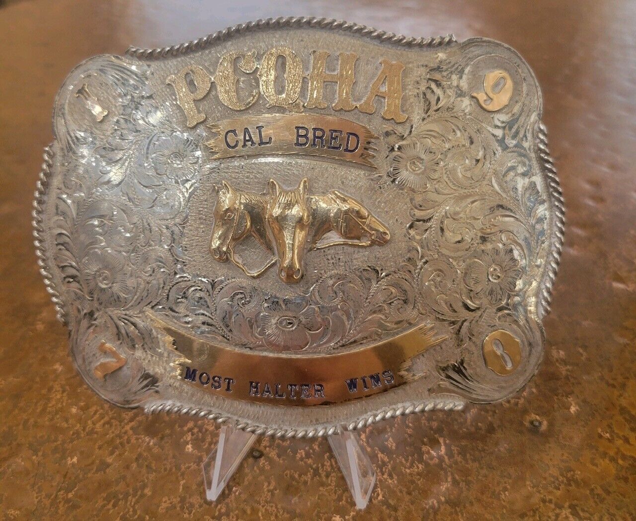 PCQHA Cal Bred 1970 Most Halter Wins Sterling Belt Buckle \