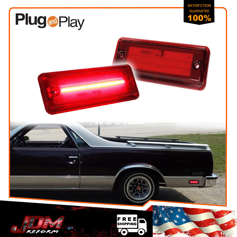 For 78-87 El Camino & Caballero & Malibu Red LED Rear Bumper Side Marker Lights