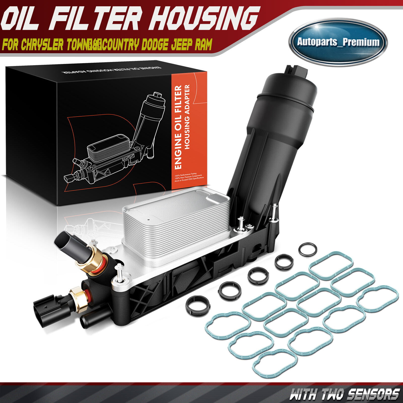 Oil Cooler Filter Adapter Housing for Chrysler Dodge Jeep 3.6L 11-13 5184294AE