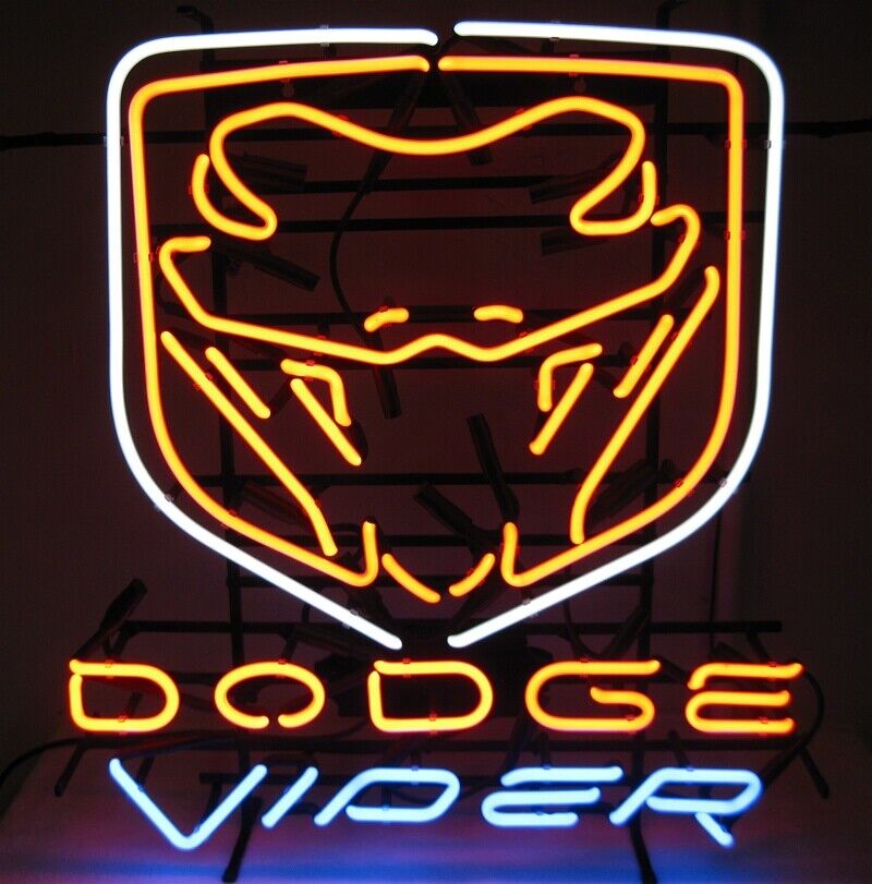 New Dodge Viper Garage Open Neon Light Sign Lamp Decor Bar Real Glass 20\