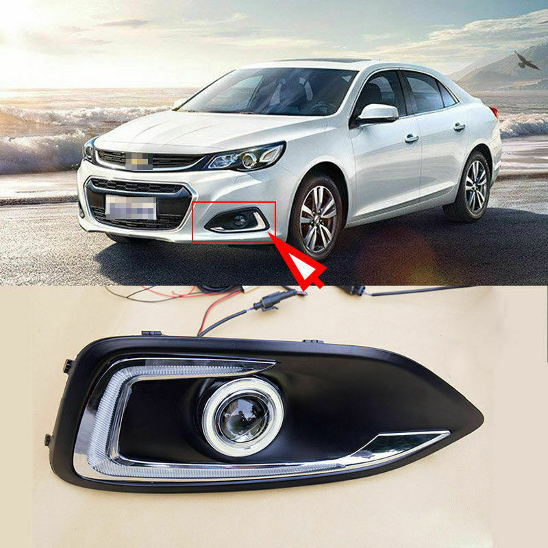 LED COB Angel Ring Projector Lens Fog Lights Cover Fit For Chevy Malibu