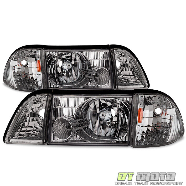 6PCS 1987-1993 Ford Mustang Factory Style Headlights Replacement Left+Right Pair