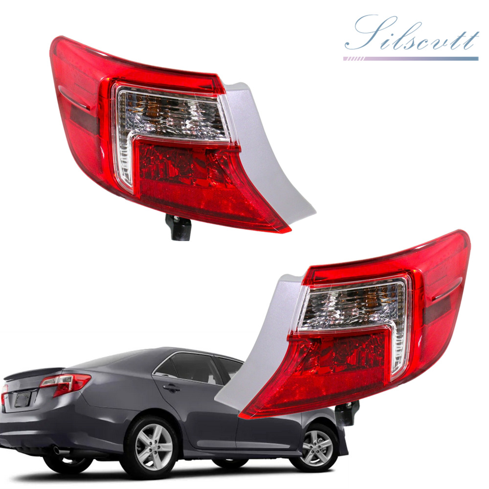 Tail Light Set For 2012-2014 Toyota Camry w/ Bulbs 2Pcs Halogen Outer Clear/Red