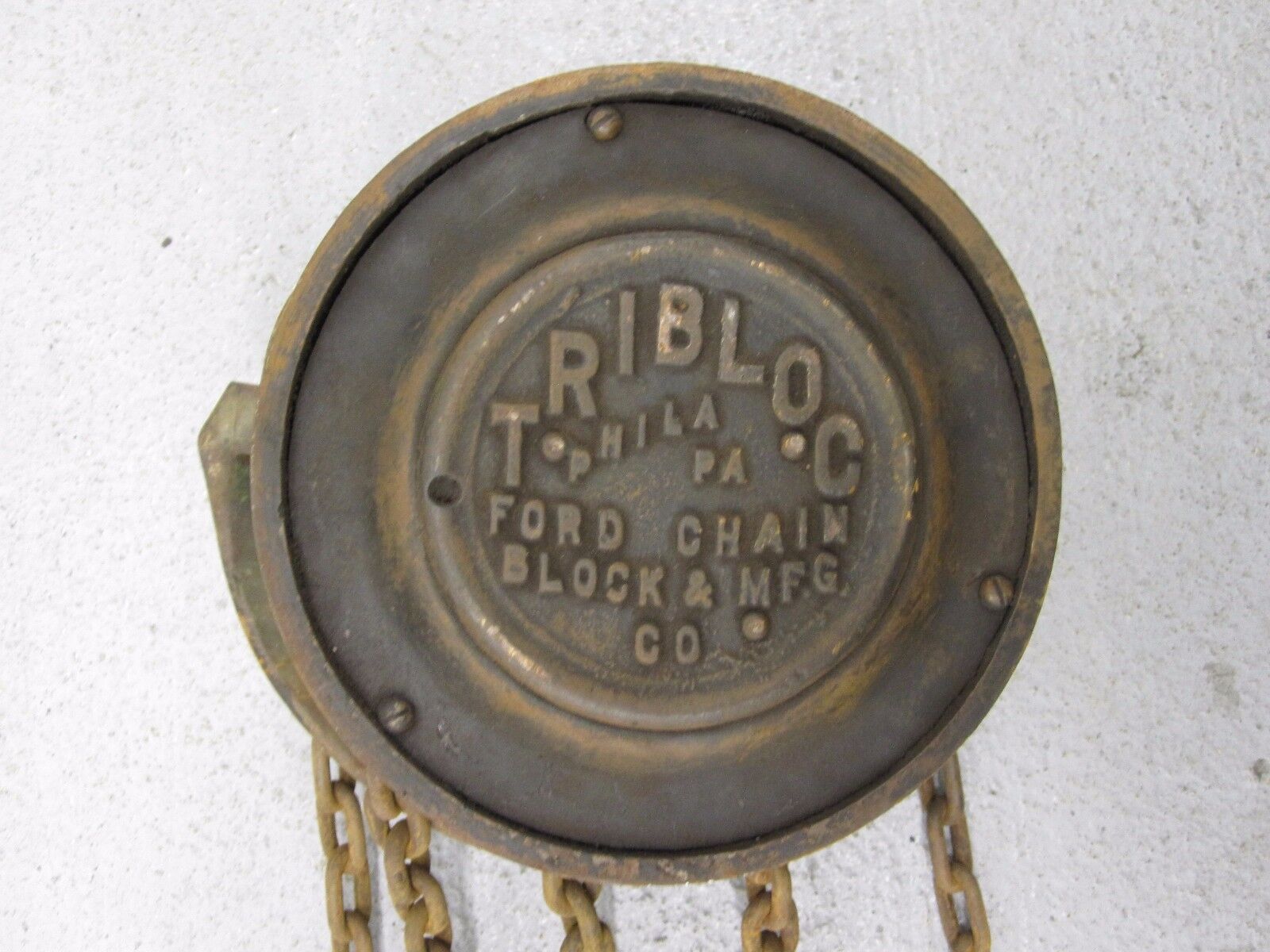OLD FORD CHAIN BLOCK & MFG CO PHILADELPHIA PA 1909 TRIBLOC 1/2 TON ENGINE HOIST