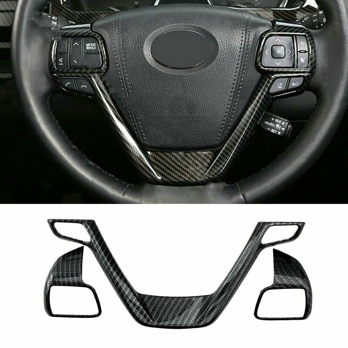 3x Carbon Fiber Style Steering Wheel Frame Trim Kit For Toyota Highlander 14-19