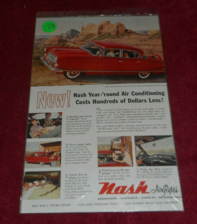 1954 Nash Airflyte Cars Ambassador Statesman Rambler Metro A/C System Ad Print