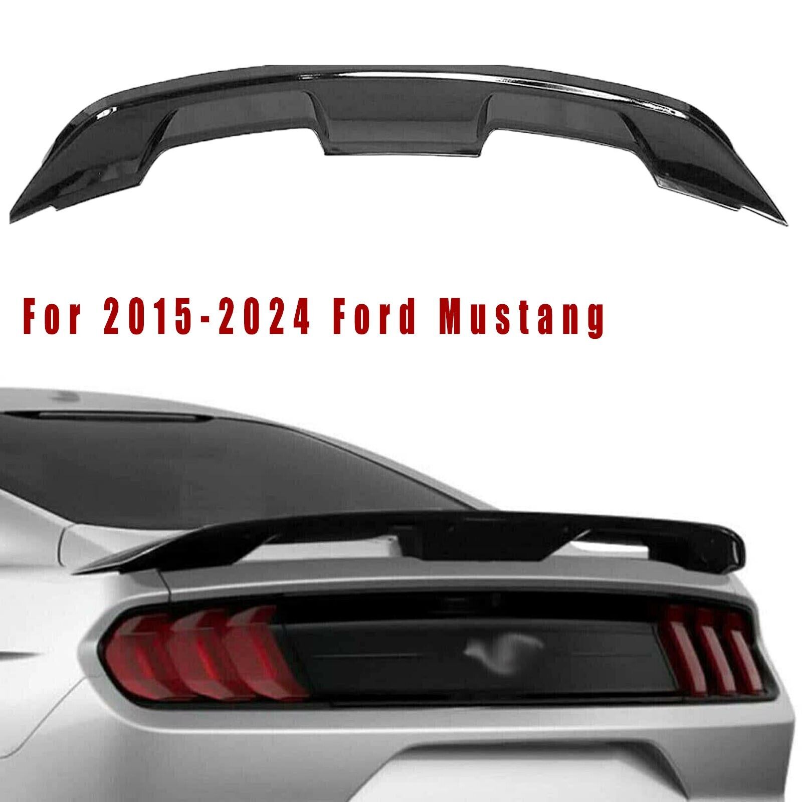 For 2015-2024 Ford Mustang GT500 GT350 2 Door Trunk Spoiler Wing Glossy Black