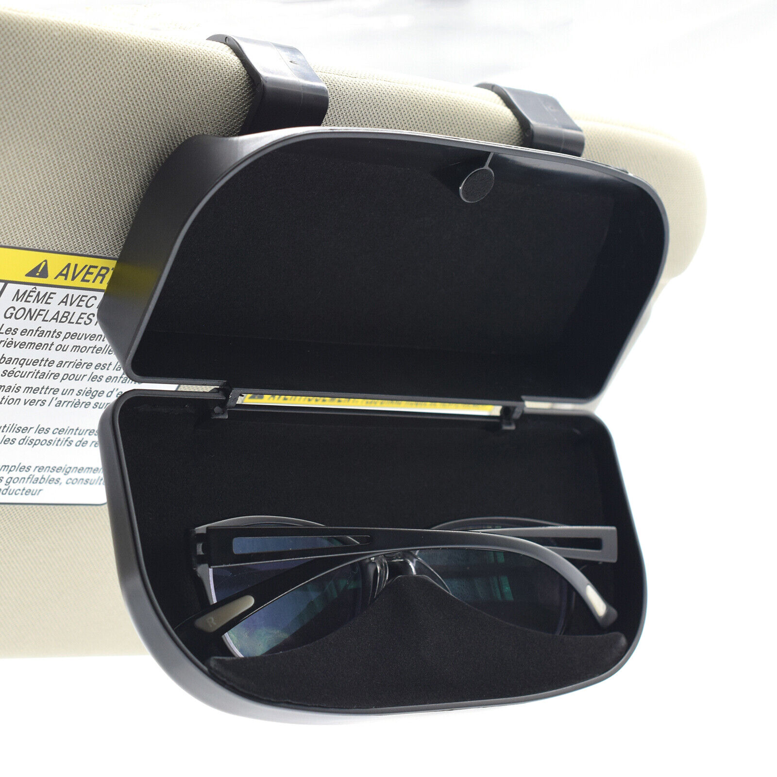 Car Sun Visor Glasses Case Holder Sunglasses Box Card Receipt Magnetic Clips