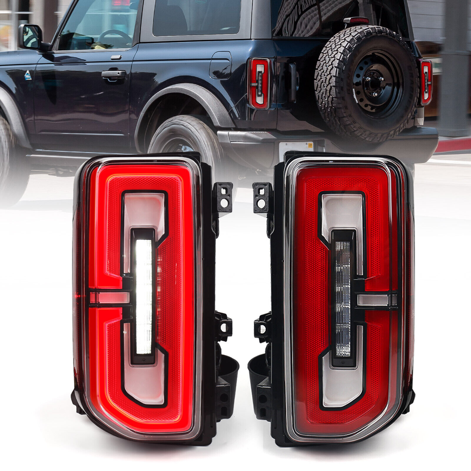 Pair LED Tail lights For Ford Bronco 2021 2022 2023 Rear Brake Tail lamps LH&RH