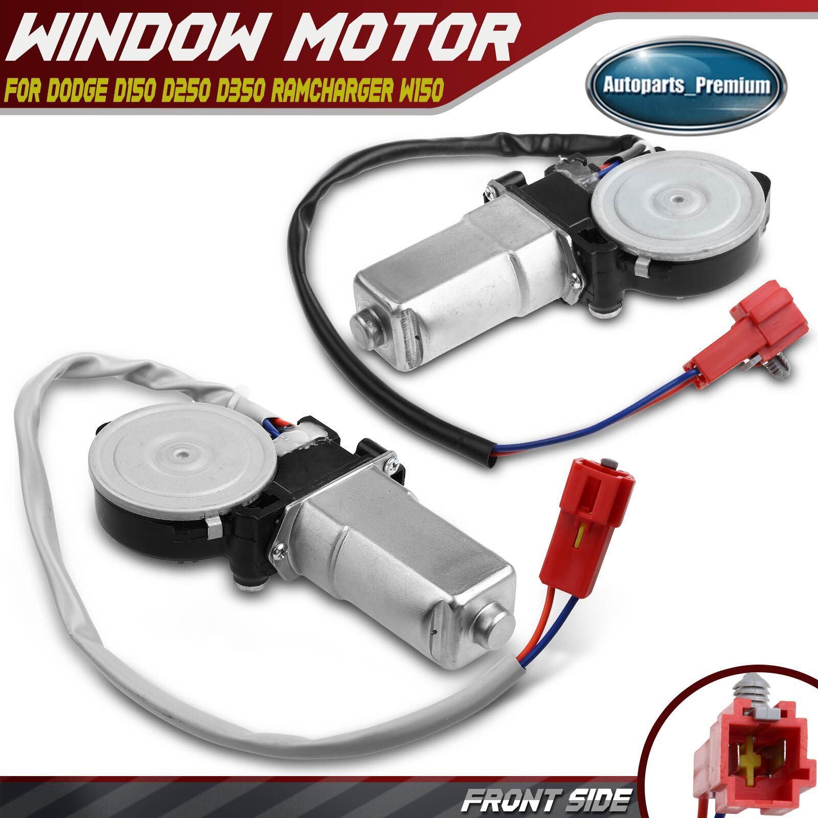 2x Front Power Window Motor for Dodge D150 D250 D350 Ramcharger W150 W250 90-93