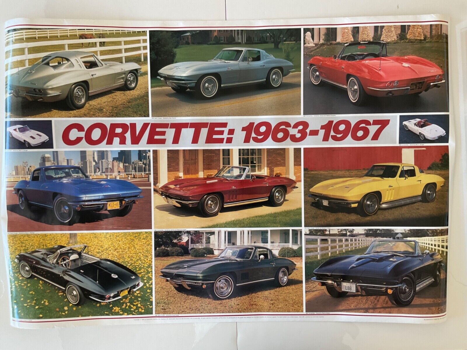 1963-1967 Corvette Wall Poster 9 Cars Split Window