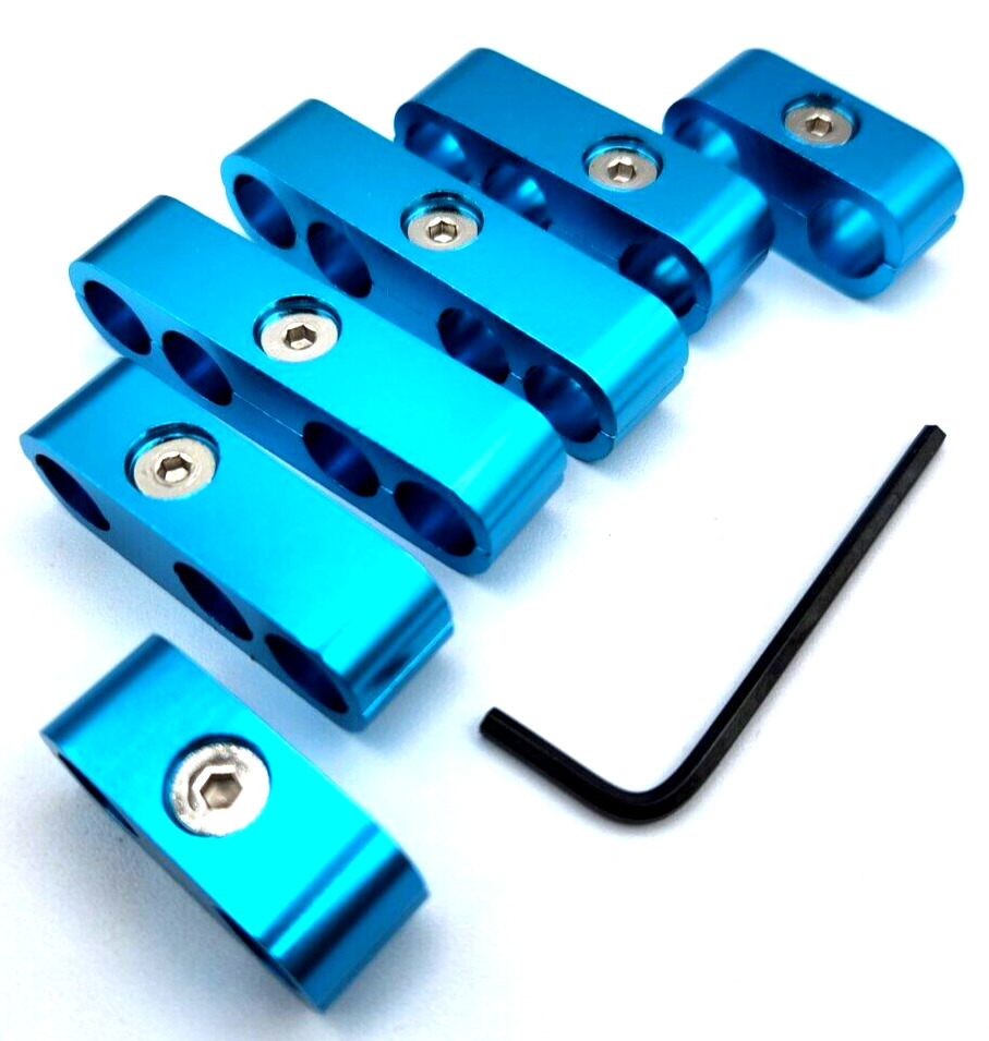 Light Blue Billet Aluminum Universal Spark Plug Wire Looms 7 / 8mm Separator