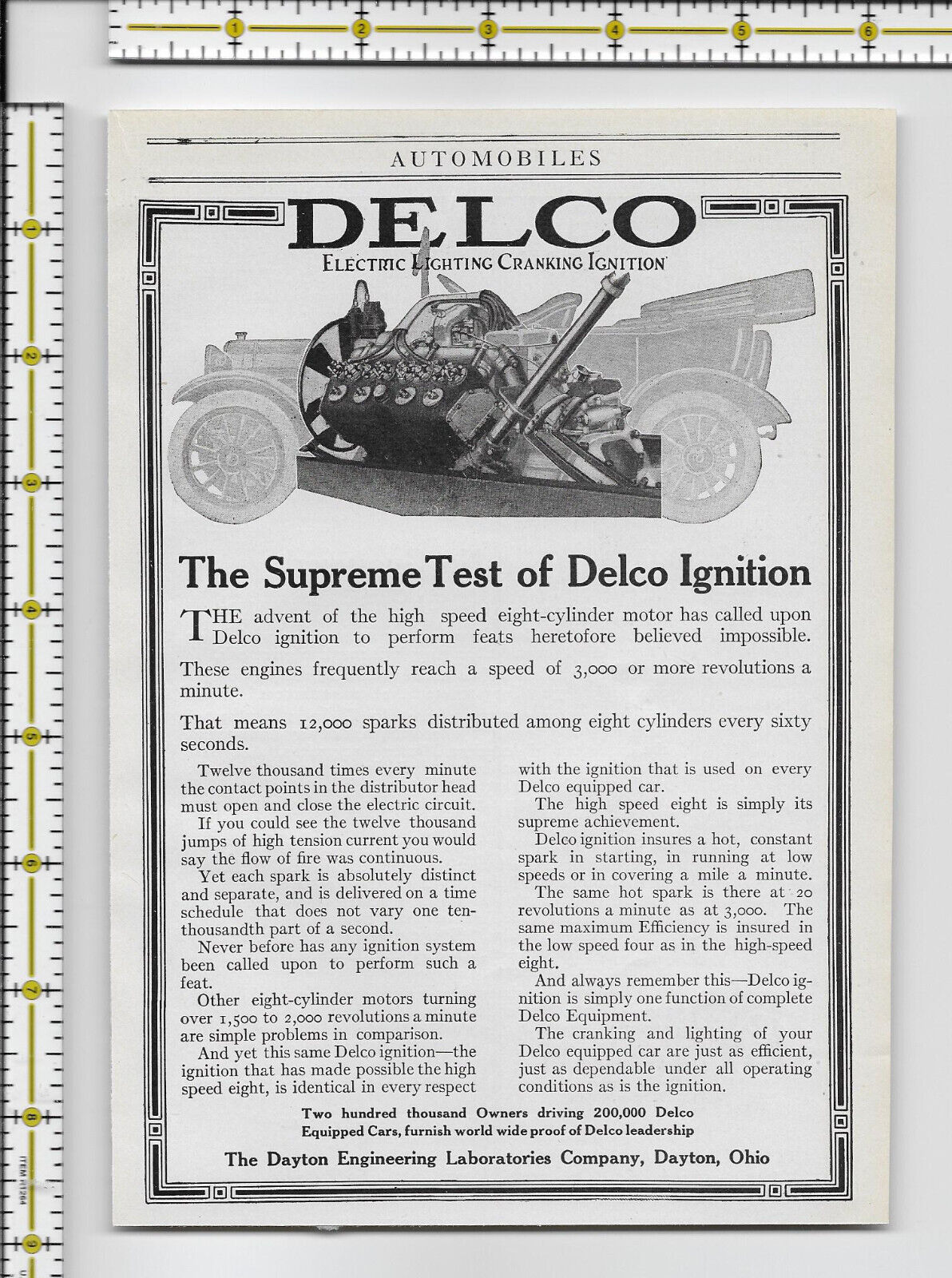 Delco Electric Lighting Cranking Ignition Dayton Ohio 1915 magazine print ad