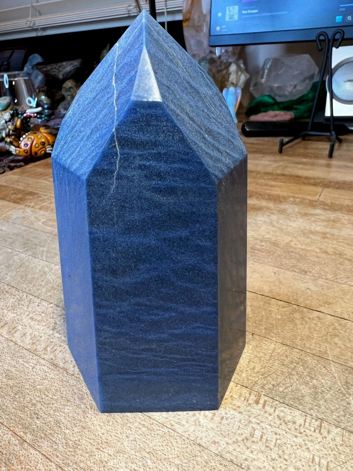 Blue Quartz Crystal Gemstone Medium Six Sided Standing Tower Specimen Point 008