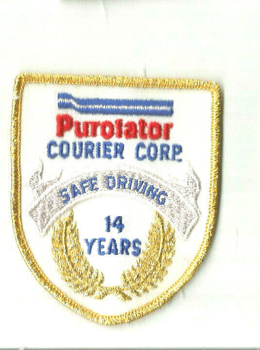Purolator Courier Corp Safe Driving 14 years driver patch 3-5/8 X 3-1/8 #8249