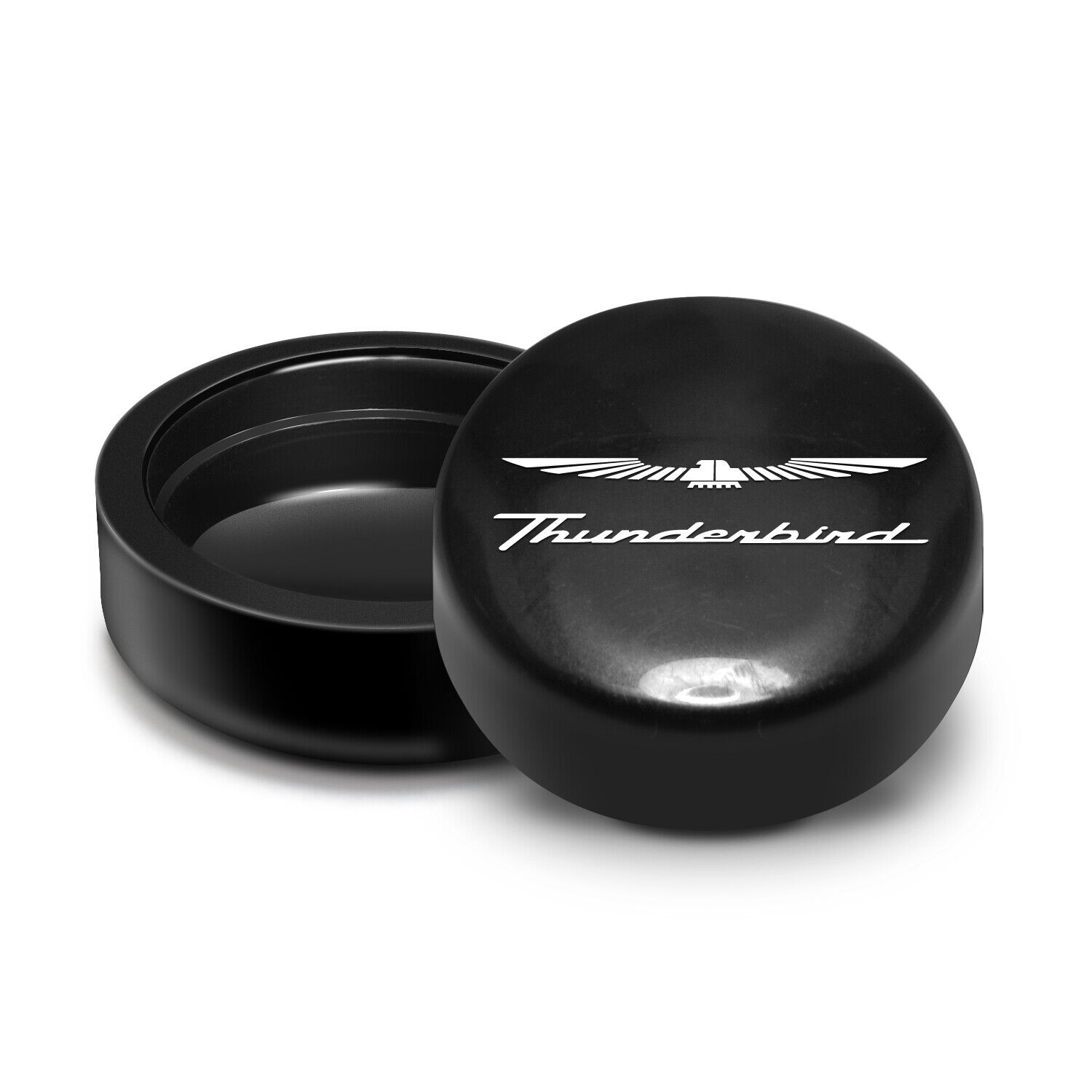 Ford Thunderbird on Black ABS Plastic License Plate Frame Screw Covers
