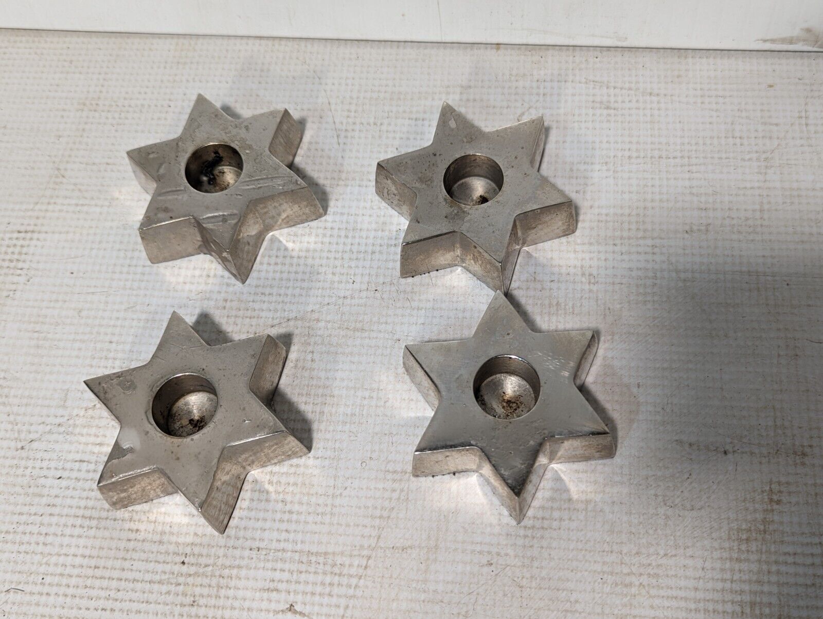 Set of 4 Crate and Barrel 405-574 Pillar Candle Holders, Star of David 