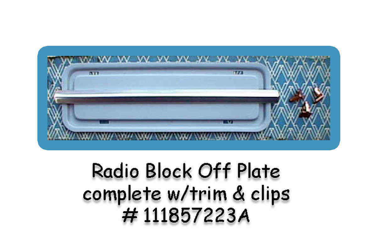 VW TYPE 1 BUG 1958 TO 1967 DASH BOARD RADIO BLOCK OFF DELETE PLATE IN BARE METAL