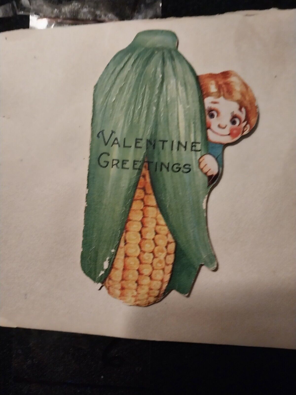 Vint Valentin Card Boy Corn on the Cob 2\