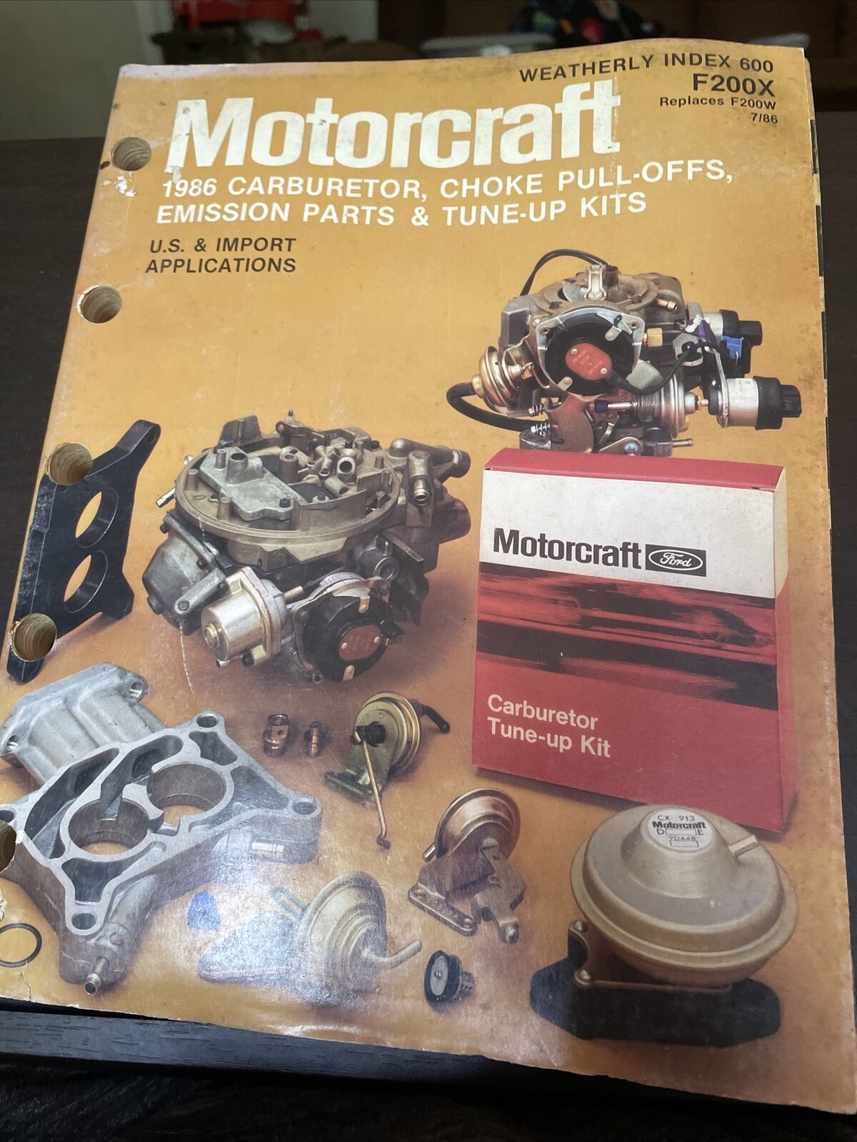 Vintage Motorcraft carburetor kits Catalog Cross Reference Identification 1986