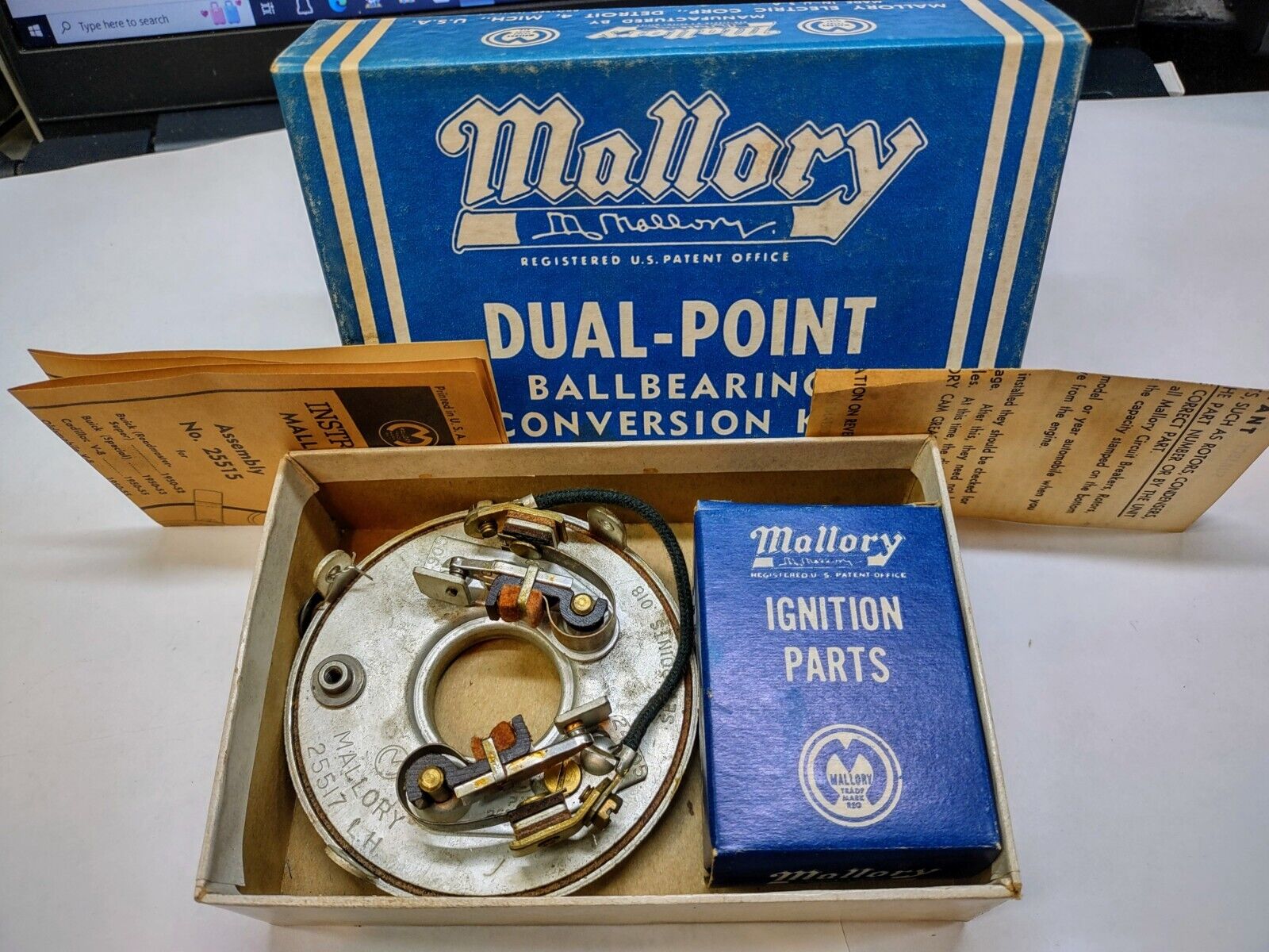 Mallory Dual Point Ball Bearing Breaker 25515 Buick Cad Pontiac Olds 1950 - 1956
