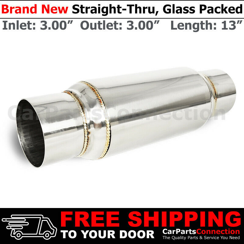 3 inches In/Out Stainless Steel 9 inch Glass Pack Muffler 211970 Resonator
