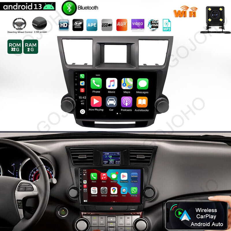 For Toyota Highlander 2008-2013 Android 13 Car Stereo Radio Navi Carplay 32G GPS