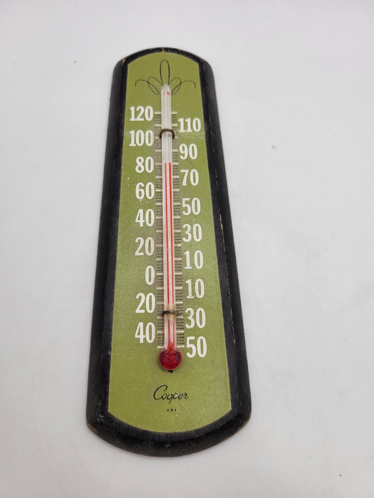 Vintage Wooden Cooper Thermometer Wall Hang Mount 