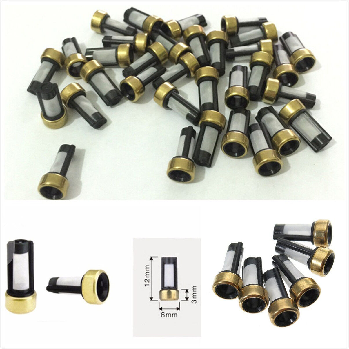 100 X 6*3*12mm Universal Car SUV Fuel Injector Micro Basket Filters For ASNU03C