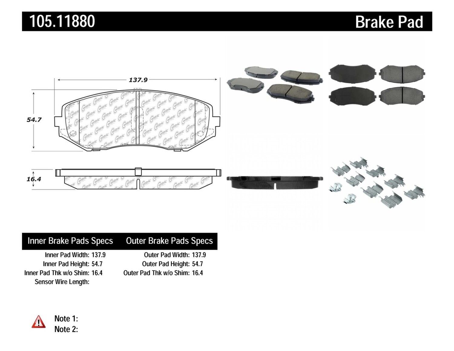 Disc Brake Pad Set Front Centric 105.11880 fits 2006 Suzuki Grand Vitara