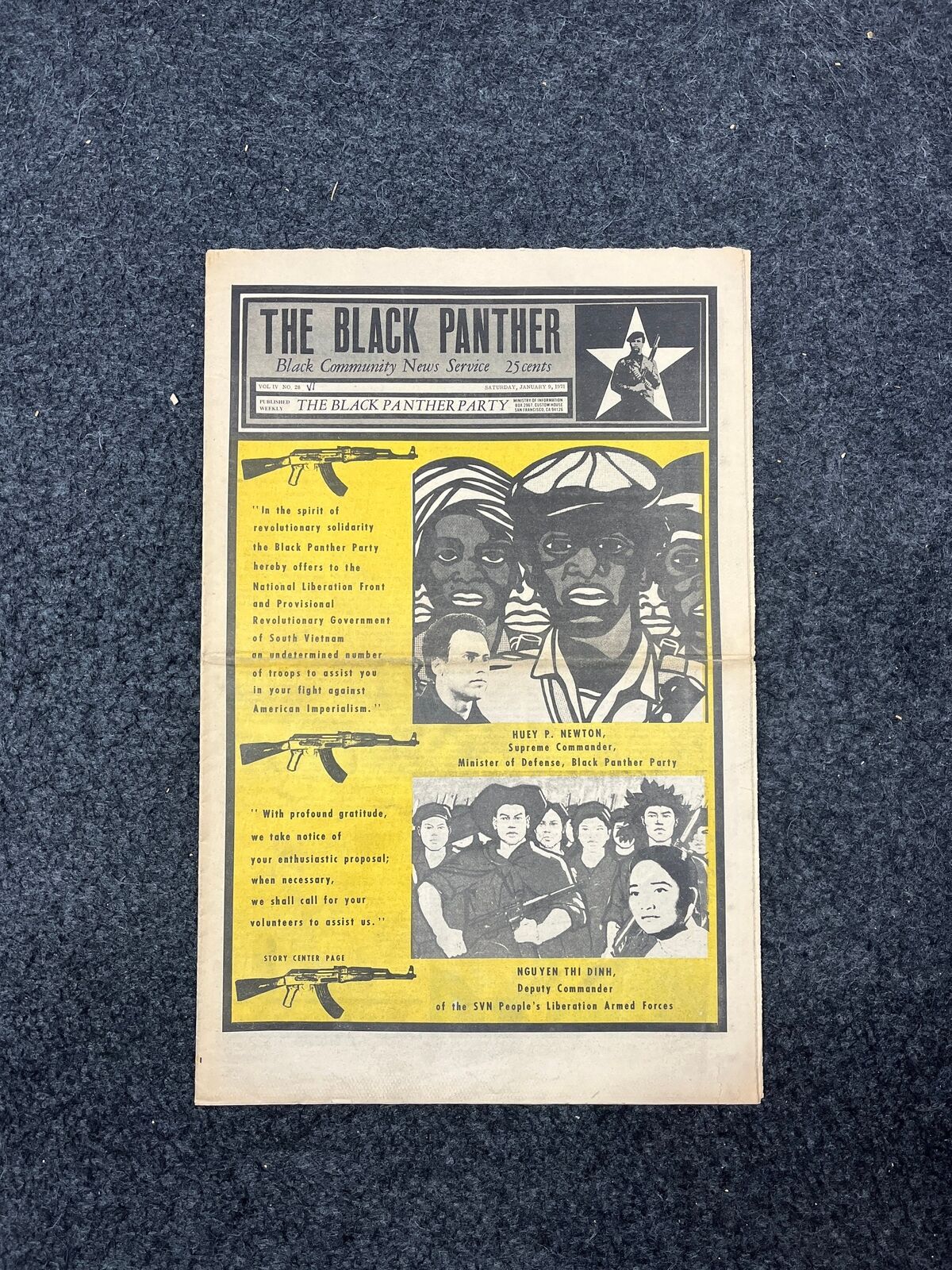 Original Vintage 1971 Black Panther Support for Communist Vietnam – Original Em