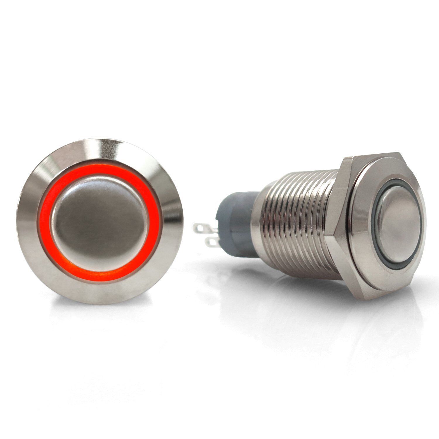 16mm Latching Billet Button with LED Red Ring SW39R truck street rat