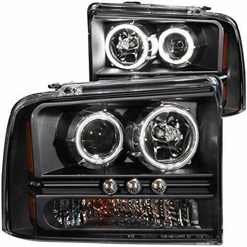 ANZO (111117) Projector Headlights w/ Halo Black For 2005-2007 Ford Excursion