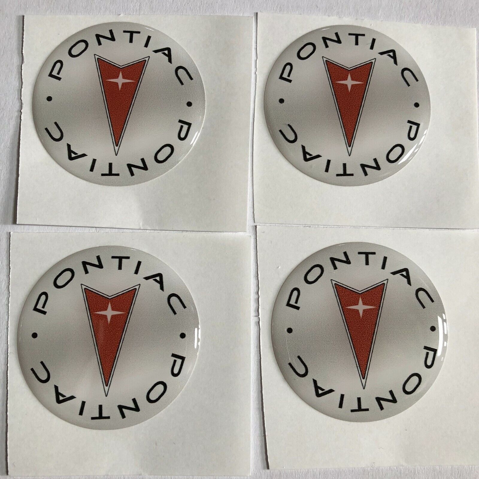 Pontiac Symbol White / Red Center Wheel Emblem 2” Round Vinyl set 4
