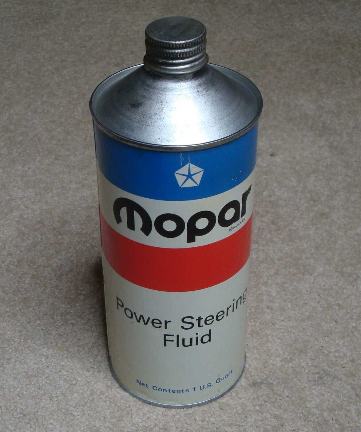Vintage 1972 Chrysler MOPAR Power Steering Fluid 1 qt Cone Top Can/Tin Empty